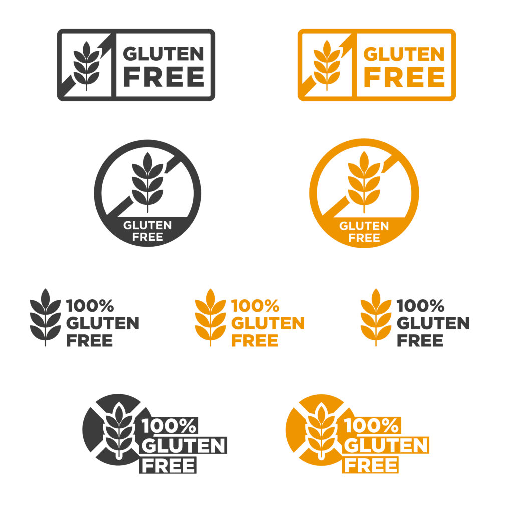 Iconos típicos de los alimentos sin gluten